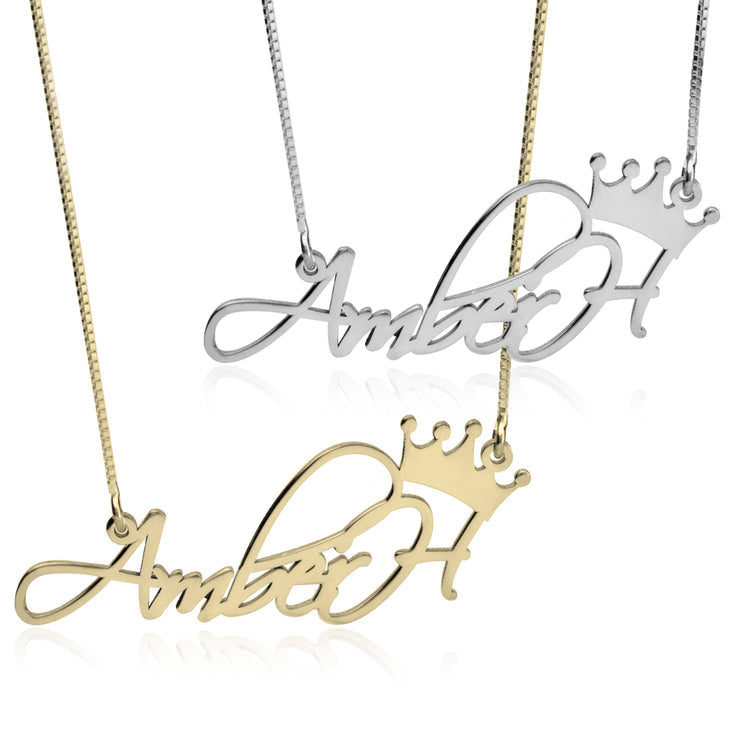 Fancy Crown Name Necklace