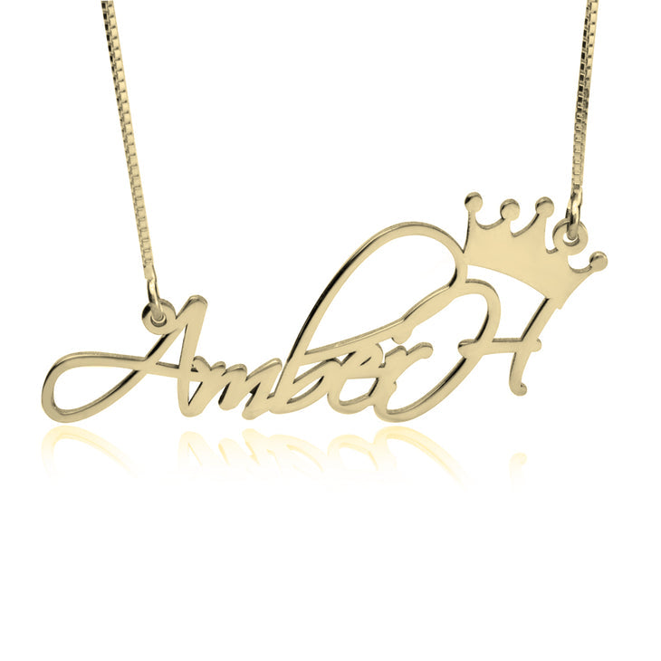 Fancy Crown Name Necklace