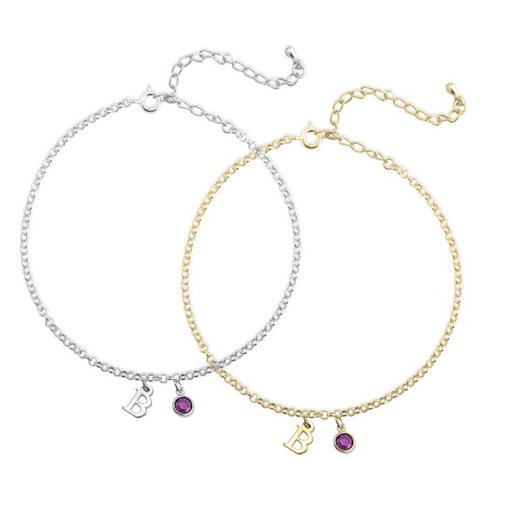 Initial Anklet with Birthstone