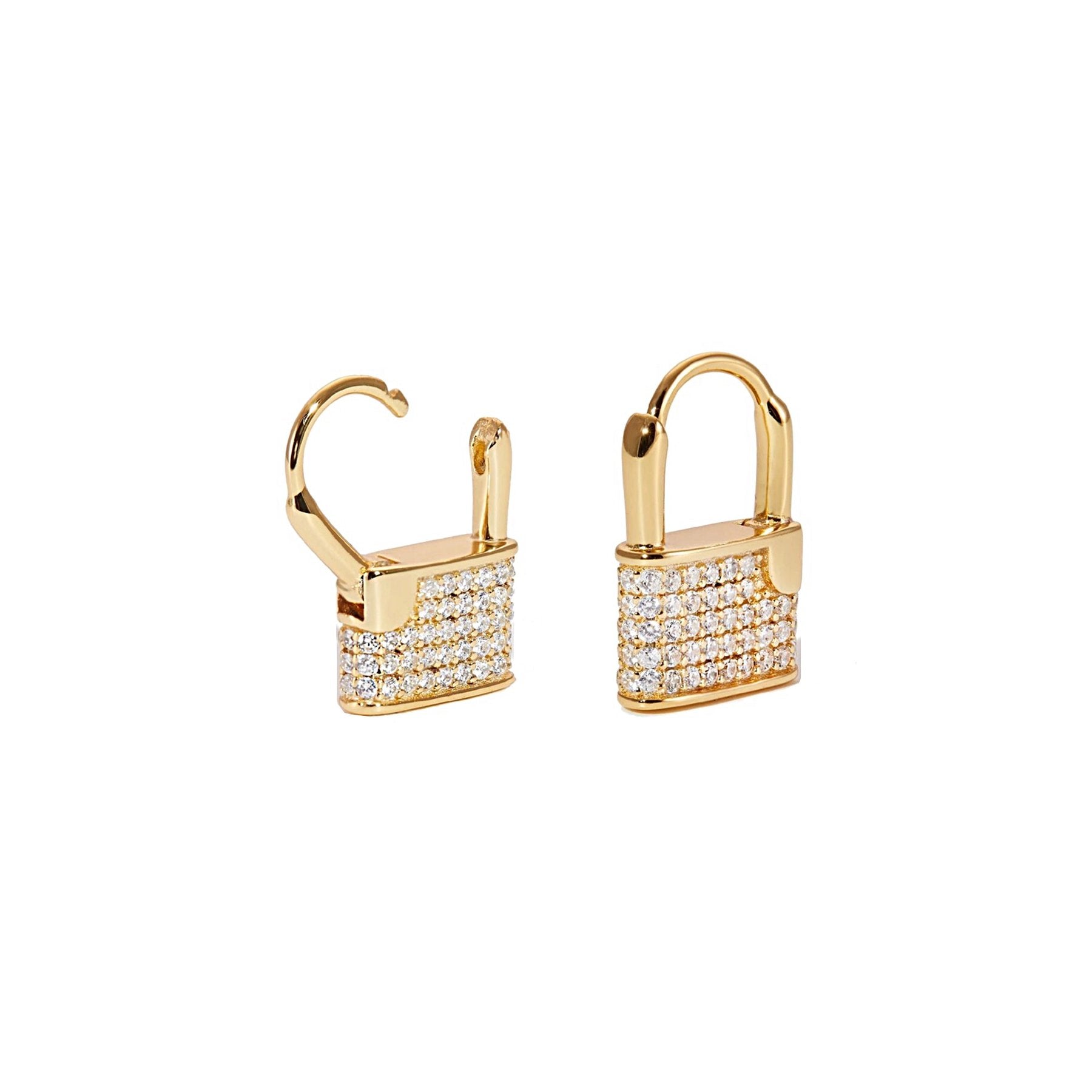 Pavé Lock Huggie Earrings