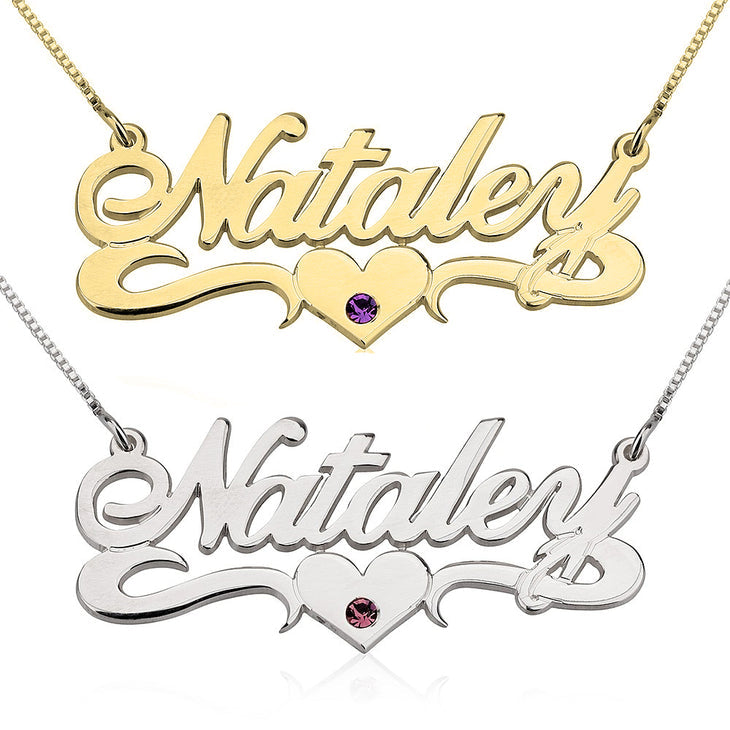 Script Birthstone Necklace