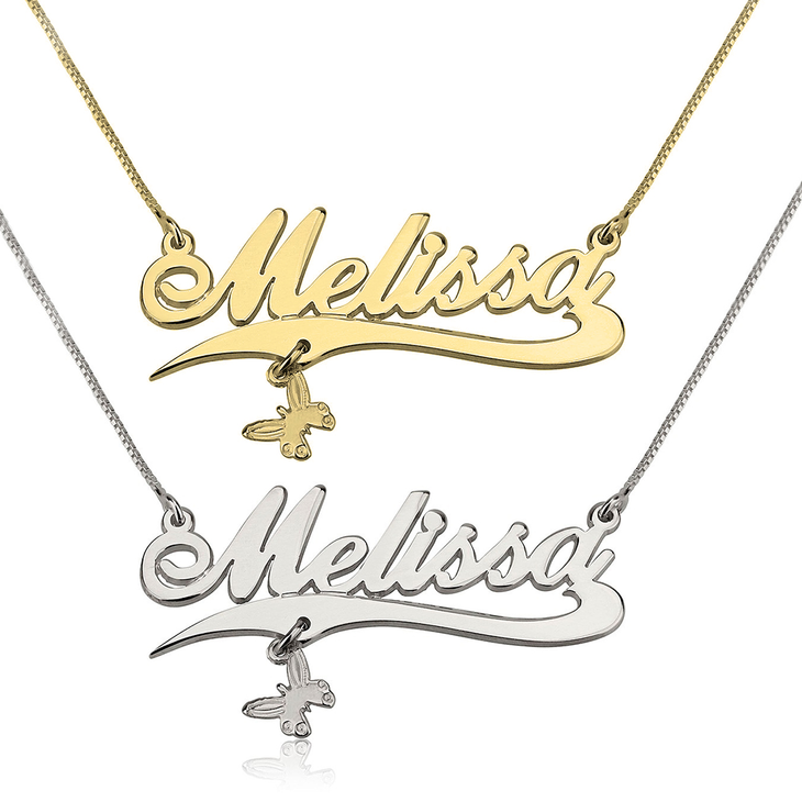 Butterfly Charm Name Necklace
