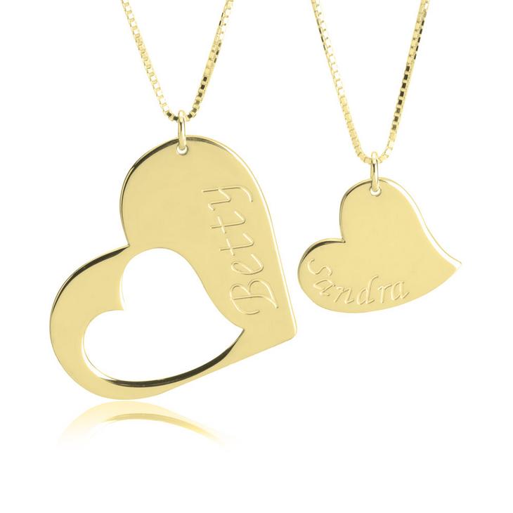 Matched Heart Necklace Set