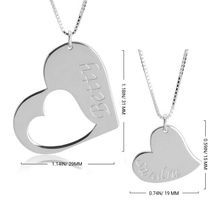 Matched Heart Necklace Set