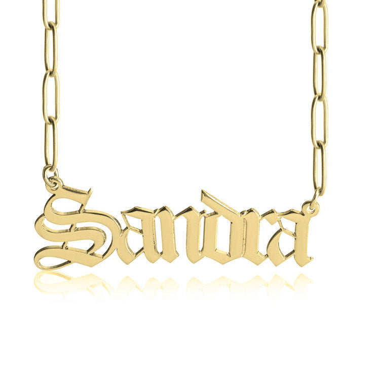 Paperclip Old English Necklace