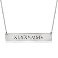 Engraved Roman Numeral Bar Necklace